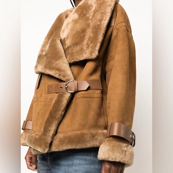 Shoreditch Ski Club Darling Buckled Shearling Coat size XS - Picture 4 of 13